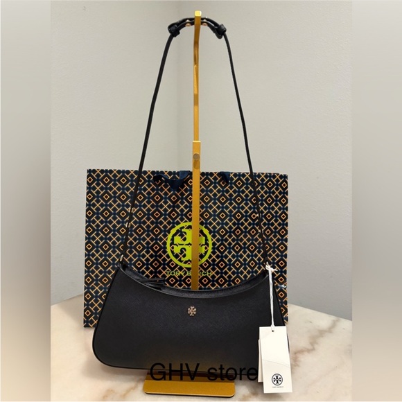 Tory Burch Emerson Latent Leather Shoulder Bag- White Calf Leather